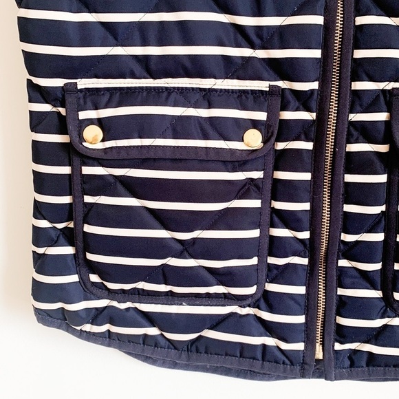 J. Crew Navy Blue White Stripe Down Puffer Vest Medium - Picture 6 of 7